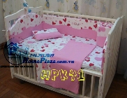 Chăn ga gối quây cũi HPK 41 TIM PHA HỒNG